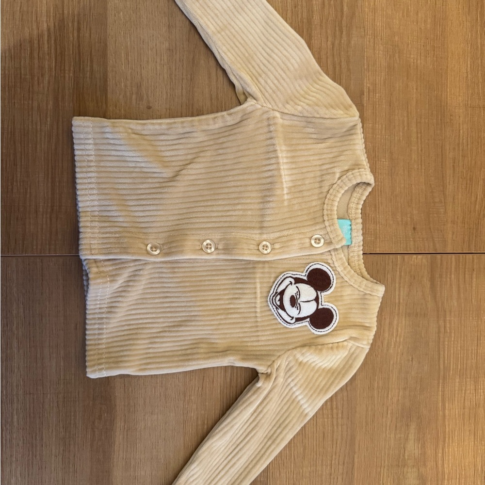 Disney Tan Button Down Shirt Ribbed Texture